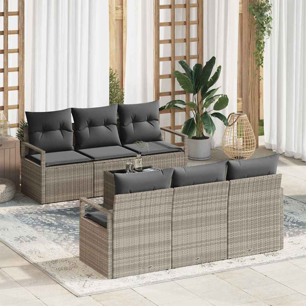Garten-Sofa-Set mit Kissen 7 pcs Hellgrau und Dunkelgrau